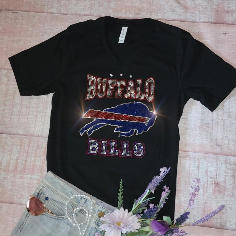 New Buffalo Bills Rhinestone New Womens VNeck Sizes Sm Thru 4X Womens Sizing