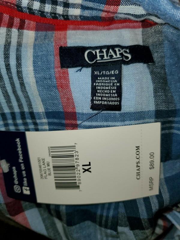 New Chaps Long Plaid Dress Womens Size XL Button Front W/Pockets $89