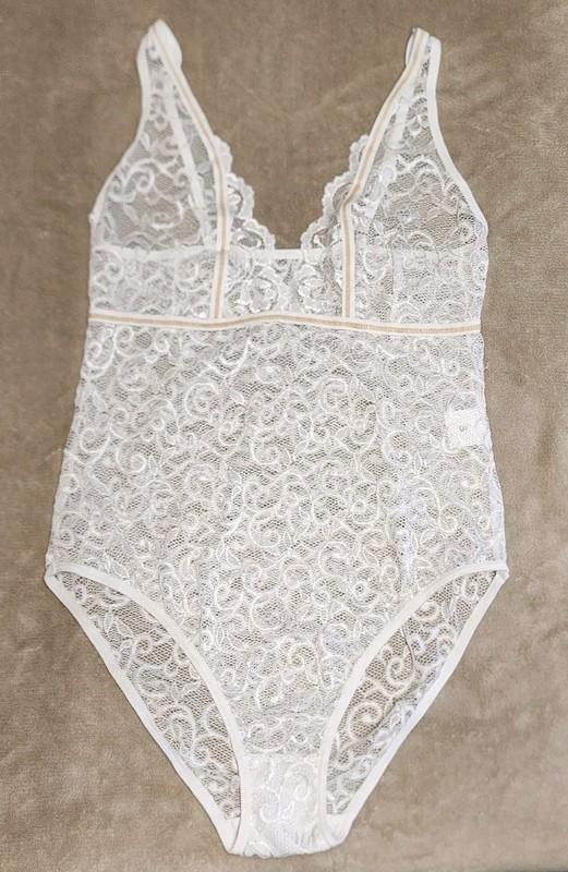 New Charmiral XXL White Lace V Neck Lingerie Teddy Intimate Sleepwear Bodysuit