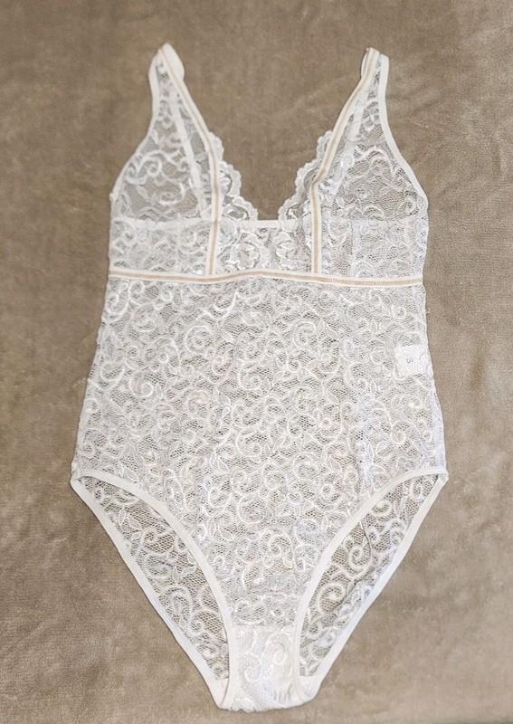 New Charmiral XXL White Lace V Neck Lingerie Teddy Intimate Sleepwear Bodysuit