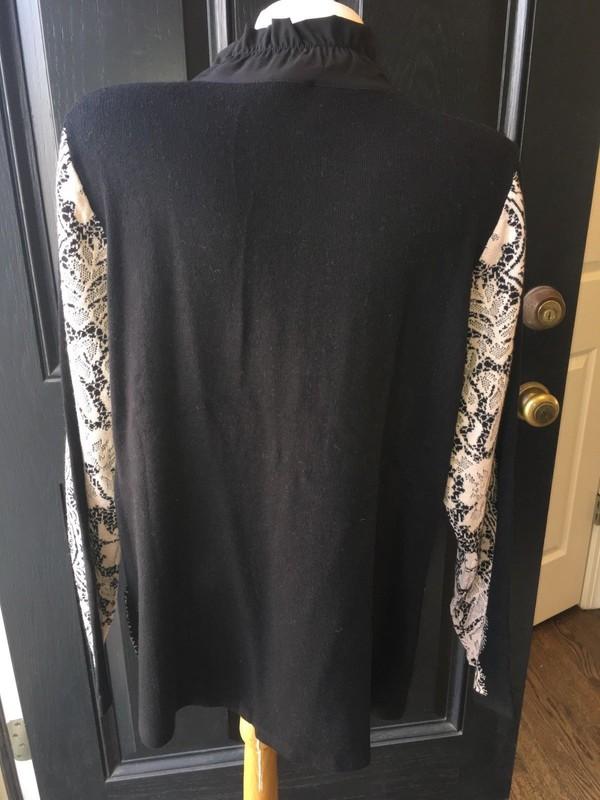 New Chico's Zenergy Cotton Cashmere Black Lace Mix Neema Jacket 2 = L 12 14 NWT