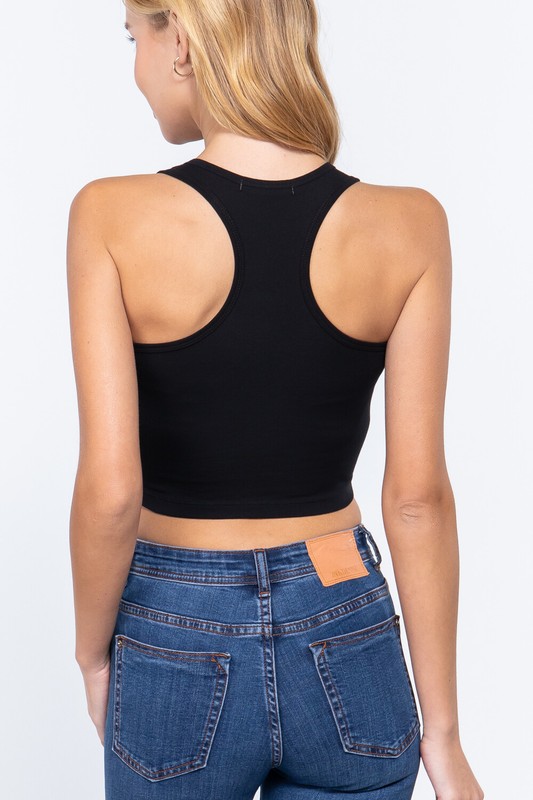 NEW COTTON SPANDEX CROP TOP RACERBACK CROPPED TANK TOP S M L