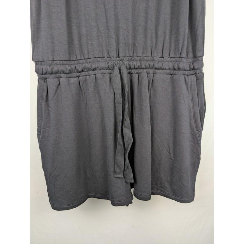 NEW Daily Ritual Women's Black Tank Romper Jumpsuit Drawstring Pockets Casual L