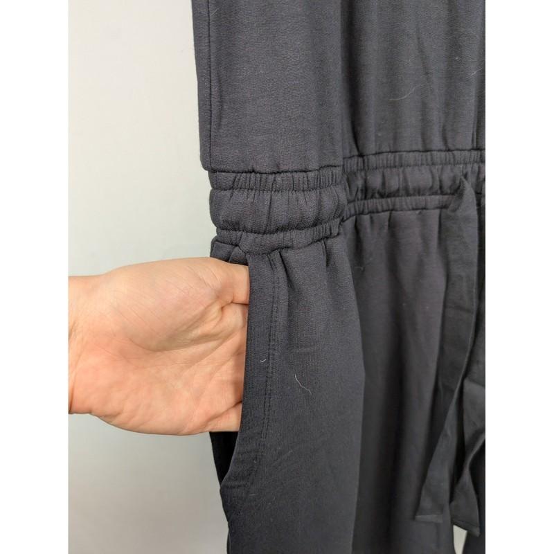 NEW Daily Ritual Women's Black Tank Romper Jumpsuit Drawstring Pockets Casual L
