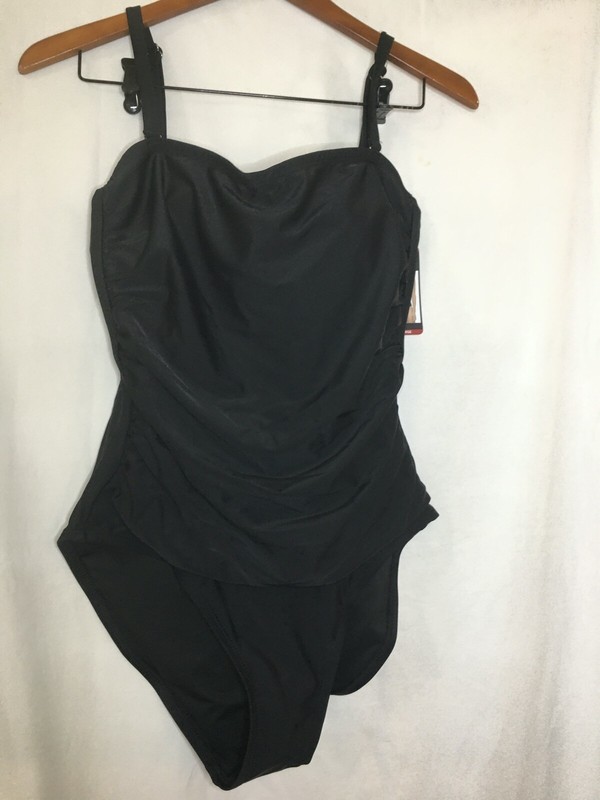 New DKNY Women 1 pc Tummy Control Swimsuit Black Bandeau Many sizes