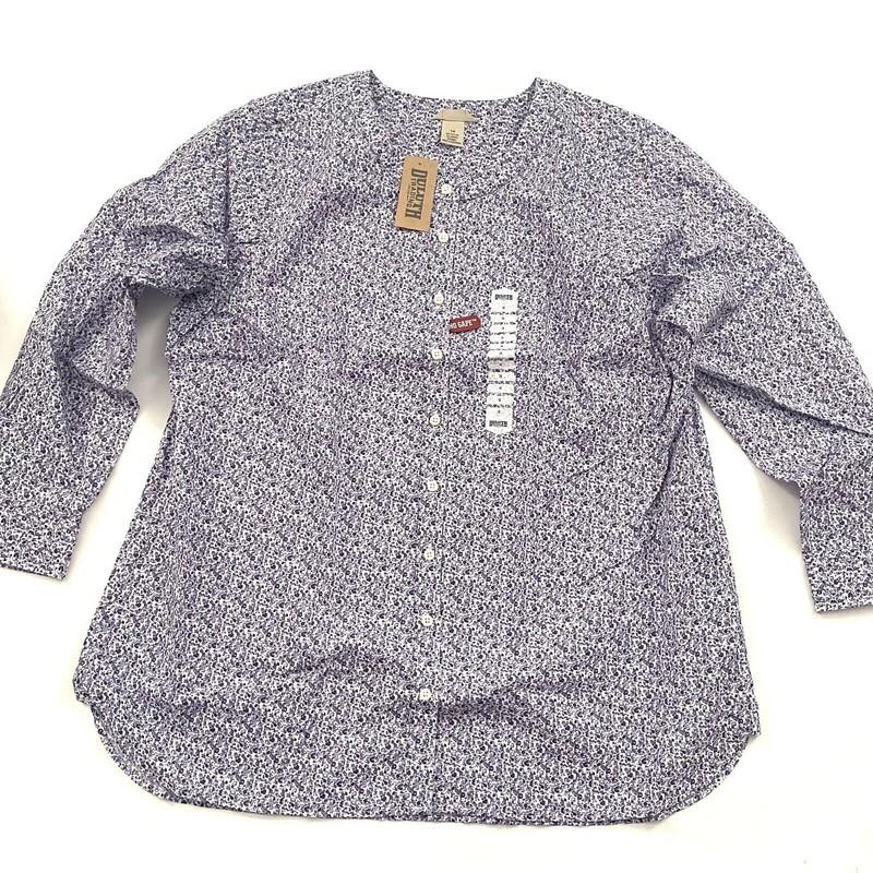 New Duluth Wrinkle Fighter Tunic Shirt Purple Floral Size 1X