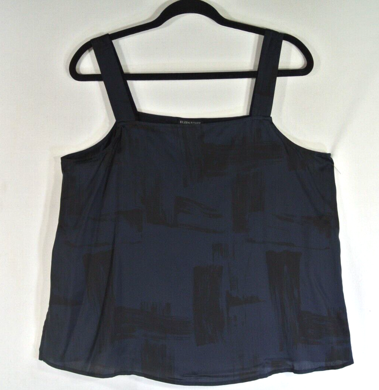 NEW Eileen Fisher Brushstroke Print Silk & Organic Cotton Tank SZ M #T3112