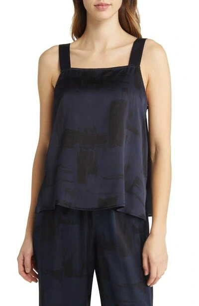 NEW Eileen Fisher Brushstroke Print Silk & Organic Cotton Tank SZ M #T3112