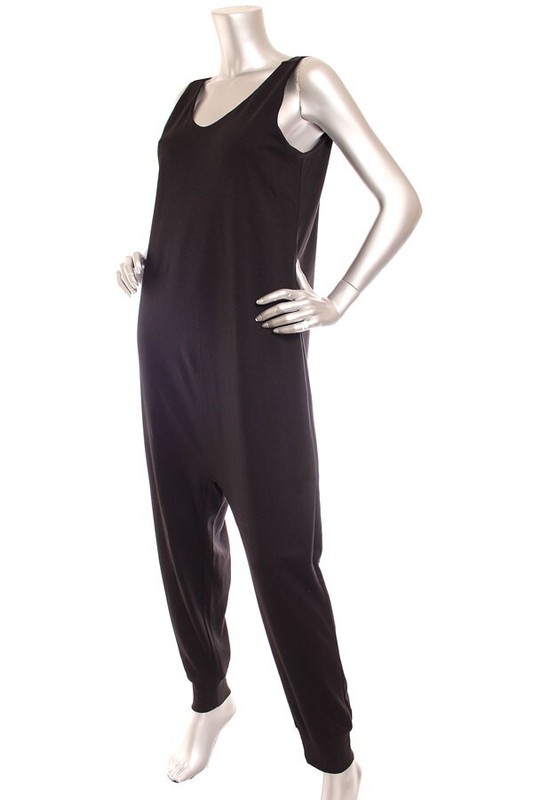 NEW Eileen Fisher Organic Cotton Interlock Sleeveless Jumpsuit Black