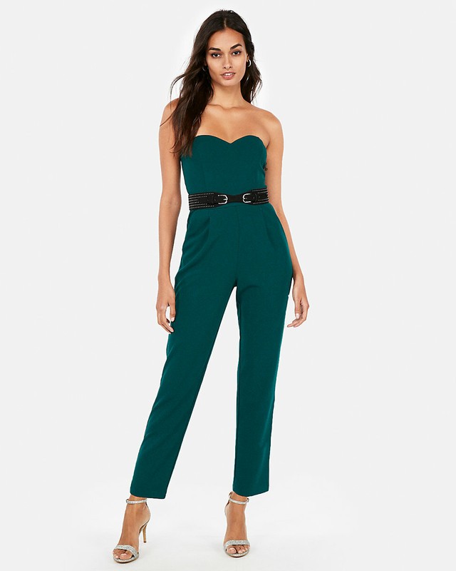 NEW EXPRESS GREEN STRAPLESS SWEETHEART JUMPSUIT SZ 0