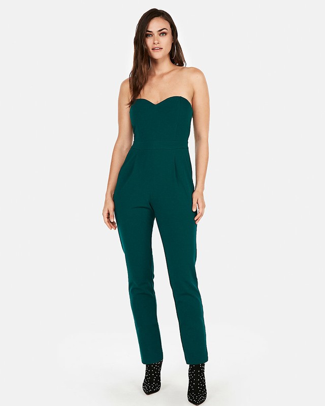 NEW EXPRESS GREEN STRAPLESS SWEETHEART JUMPSUIT SZ 0