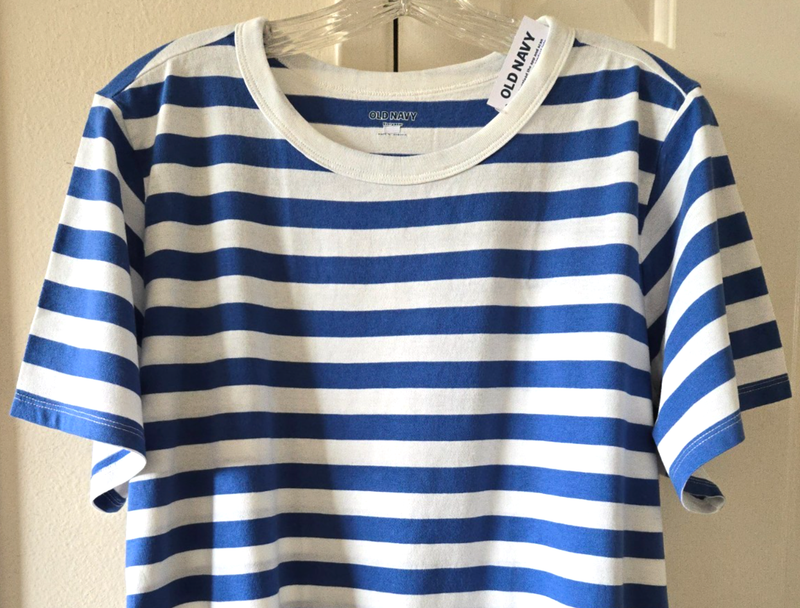 New Favorite Old Navy Bright Blue & White Striped T-shirt 4XL 26 28 30 XXXXL 4X