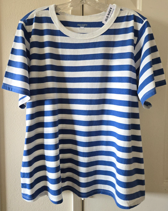 New Favorite Old Navy Bright Blue & White Striped T-shirt 4XL 26 28 30 XXXXL 4X