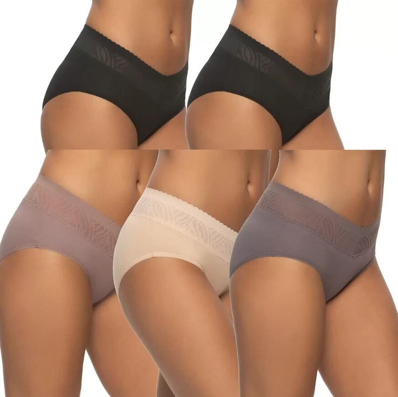 NEW Felina Women's Stay In Place Hipster Panties 5 Pack Size LARGE