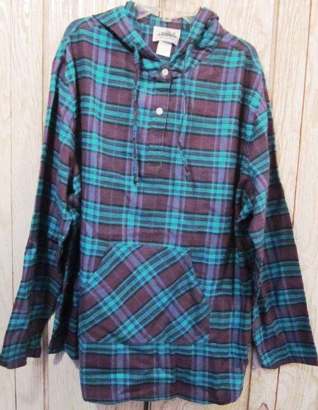 New Flannel Hoodie Shirt L or XL 100% Cotton