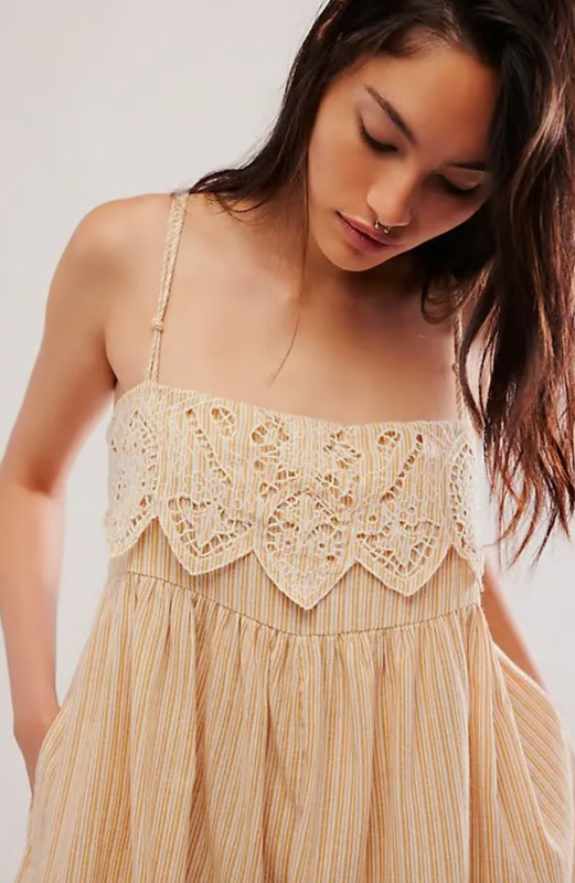 NEW FREE PEOPLE NEUTRAL COMBO COLLINA ONE PIECE ROMPER SHORT SZ L