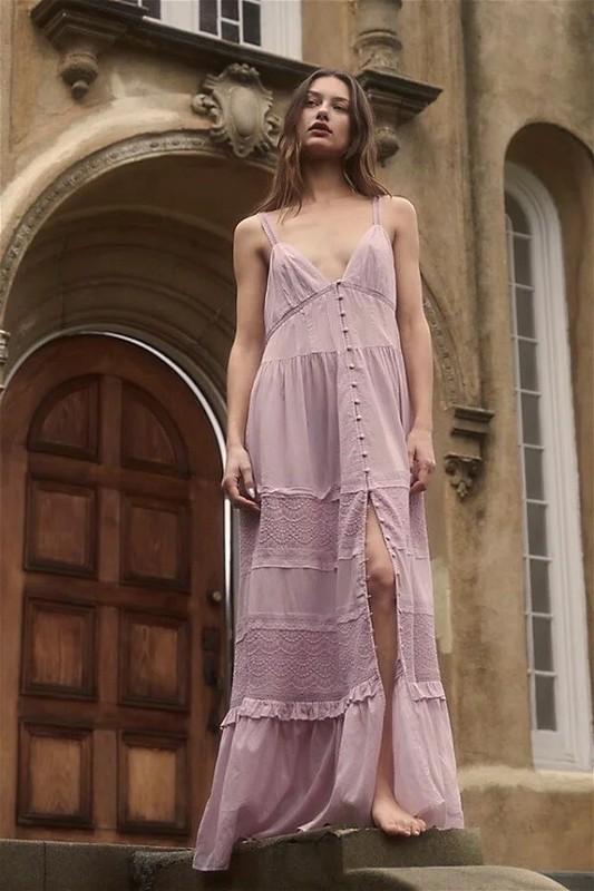 NEW FREE PEOPLE Sz XS ISABELLA MAXI SLIP TIERED VICTORIAN EMBROIDERED DRESS