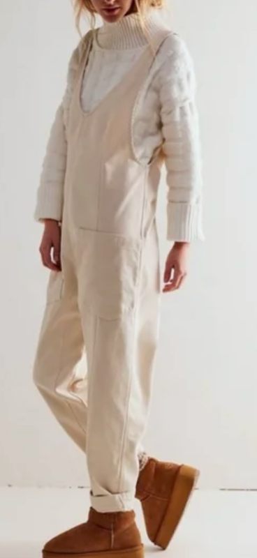 NEW FREE PEOPLE WE THE FREE IVORY HIGH ROLLER ONE PIECE JUMPSUIT SZ XS