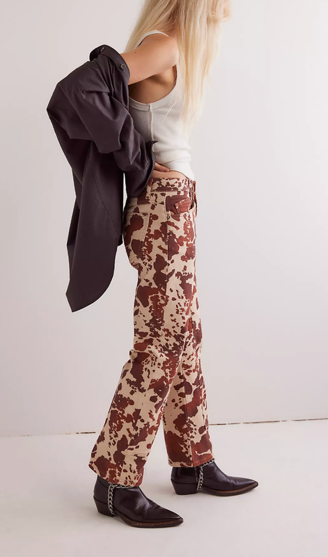 NEW FREE PEOPLE WE THE FREE RISK TAKER PRINTED JEANS SZ 28