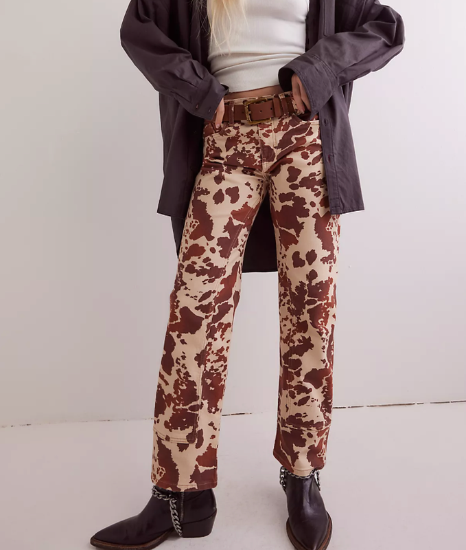 NEW FREE PEOPLE WE THE FREE RISK TAKER PRINTED JEANS SZ 28