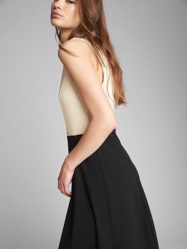 NEW GAP Knit Fit & Flare Dress Ponte Midi Spectator Colorblock Black Womens 0 6