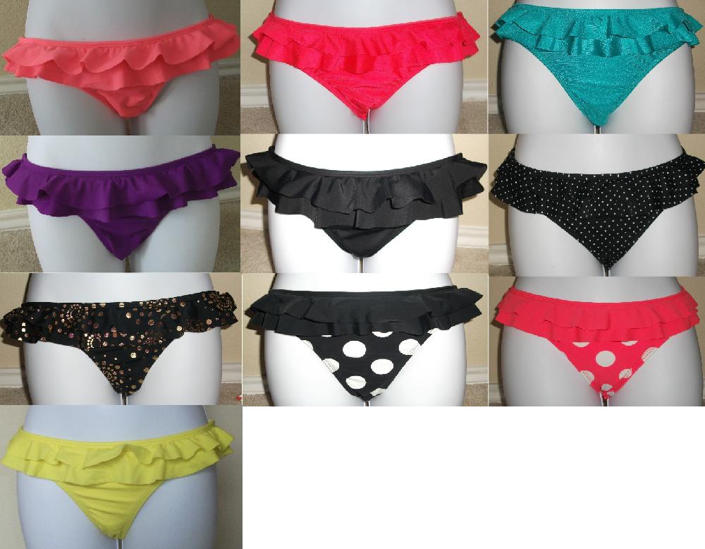 New genuine ROXY solid or dot swimsuit ruffle bikini bottom junior S M L