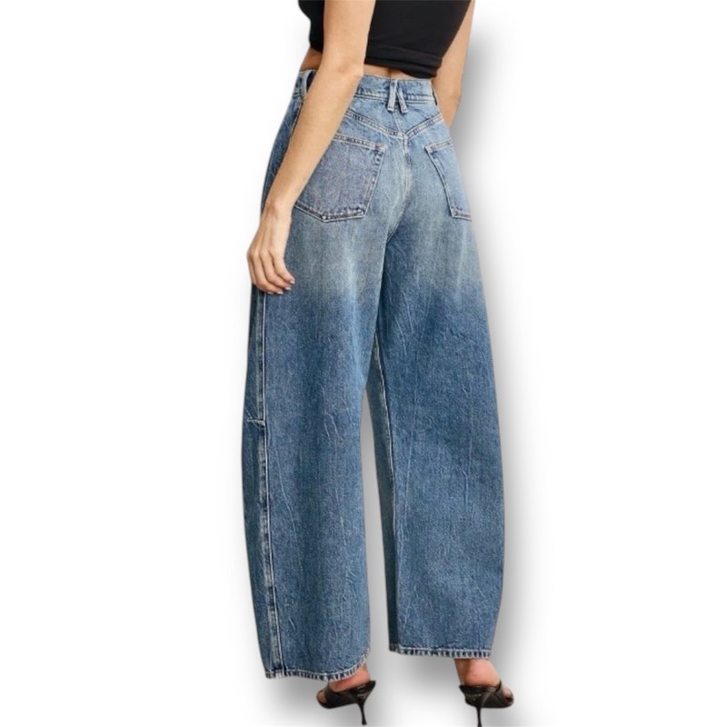 New Good American Extreme Barrel Jeans Size 8/29 Indigo $179 Wide-Leg Normcore