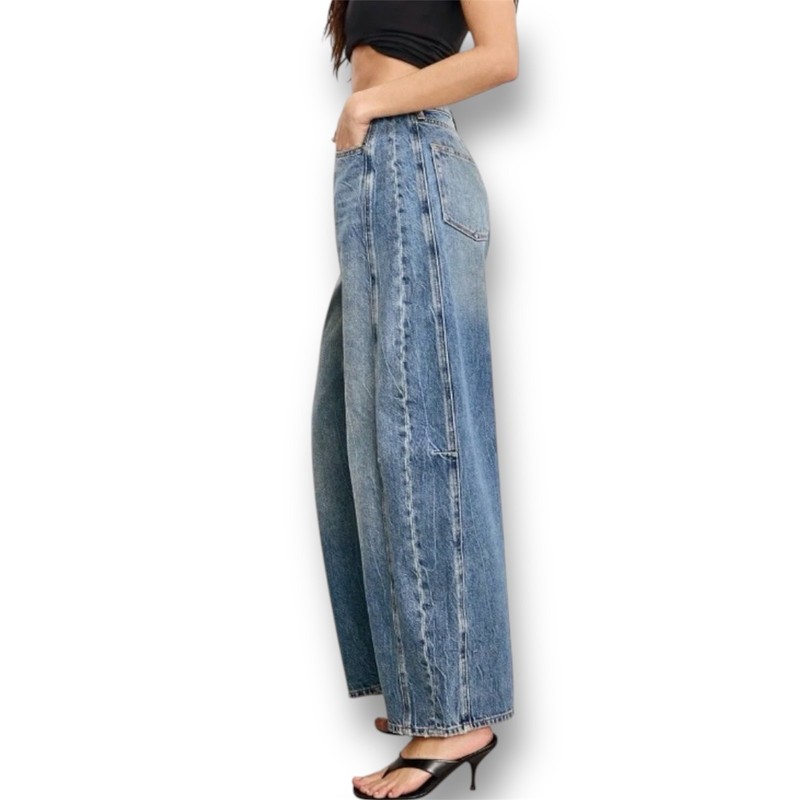 New Good American Extreme Barrel Jeans Size 8/29 Indigo $179 Wide-Leg Normcore