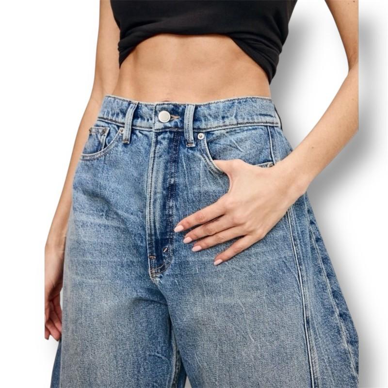 New Good American Extreme Barrel Jeans Size 8/29 Indigo $179 Wide-Leg Normcore