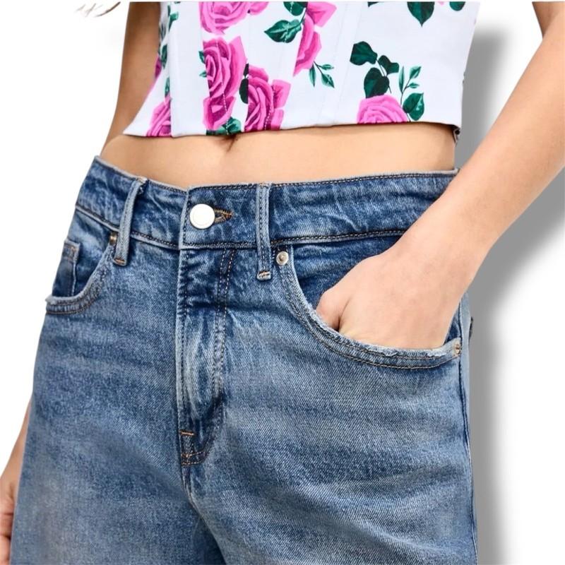 New Good American Good Ease Relaxed Jeans Size 18 Indigo $169 Wide-Leg Normcore