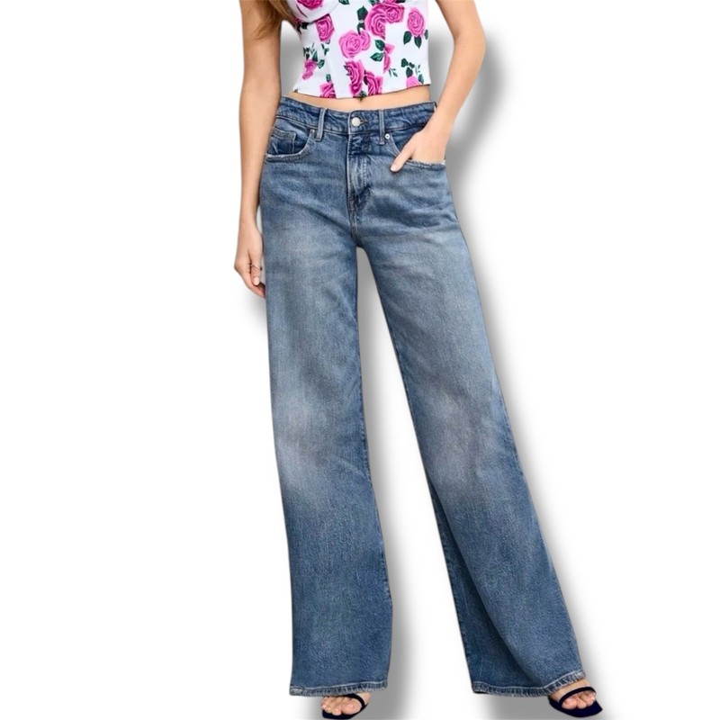 New Good American Good Ease Relaxed Jeans Size 18 Indigo $169 Wide-Leg Normcore