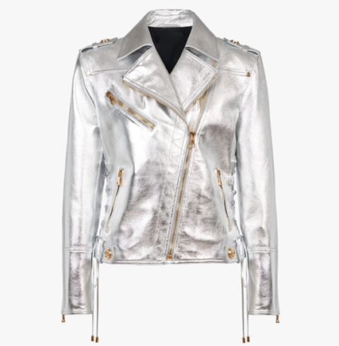 NEW Handmade Party Genuine Silver Jacket Motorcycle Women Lambskin Leather NEW Handmade Party Genuine Silver Jacket Motorcycle Women Lambskin Leather