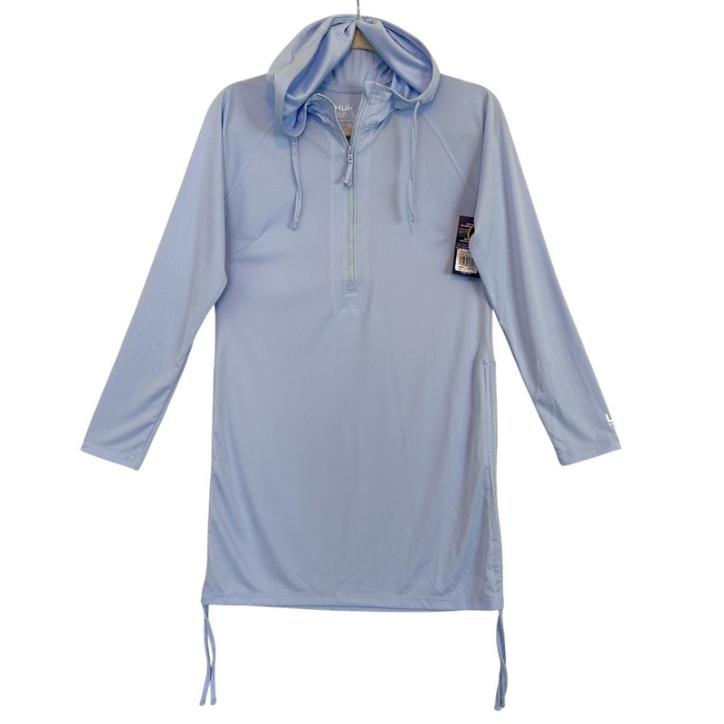 NEW Huk Pursuit Cover Up Dress Small Blue Hoodie Sun Protection Fishing Swim