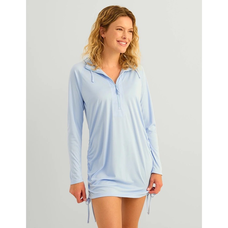 NEW Huk Pursuit Cover Up Dress Small Blue Hoodie Sun Protection Fishing Swim