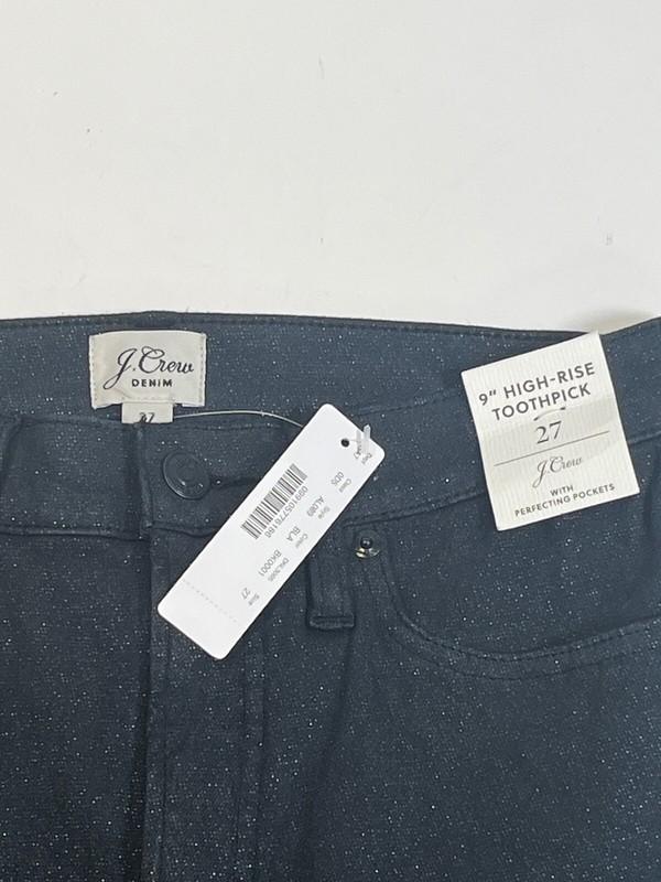 New J. Crew Jeans Womens Size 27 Black Glitter High-Rise Toothpick 9”