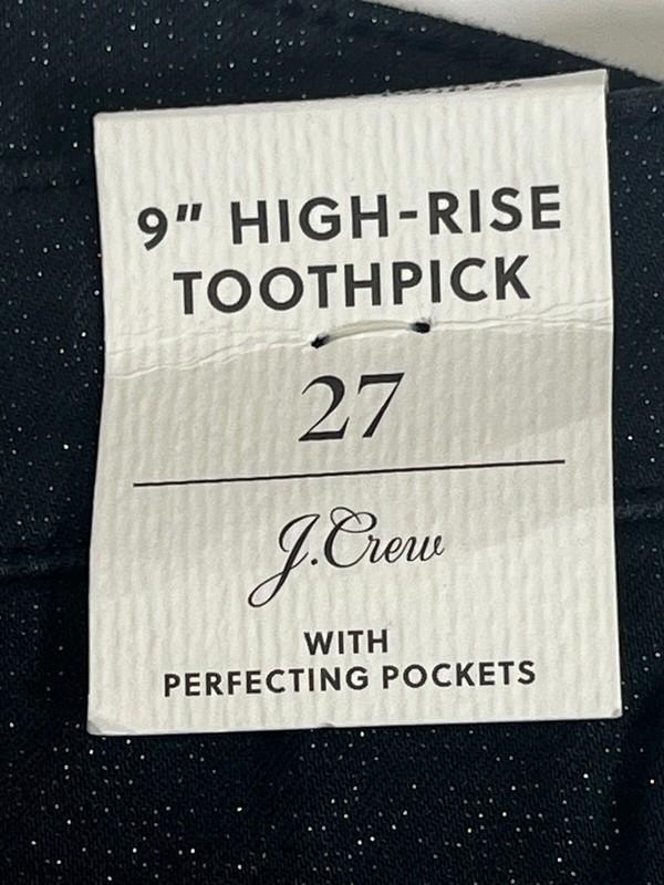 New J. Crew Jeans Womens Size 27 Black Glitter High-Rise Toothpick 9”