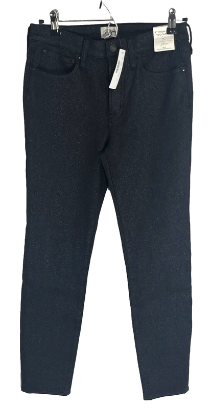 New J. Crew Jeans Womens Size 27 Black Glitter High-Rise Toothpick 9”