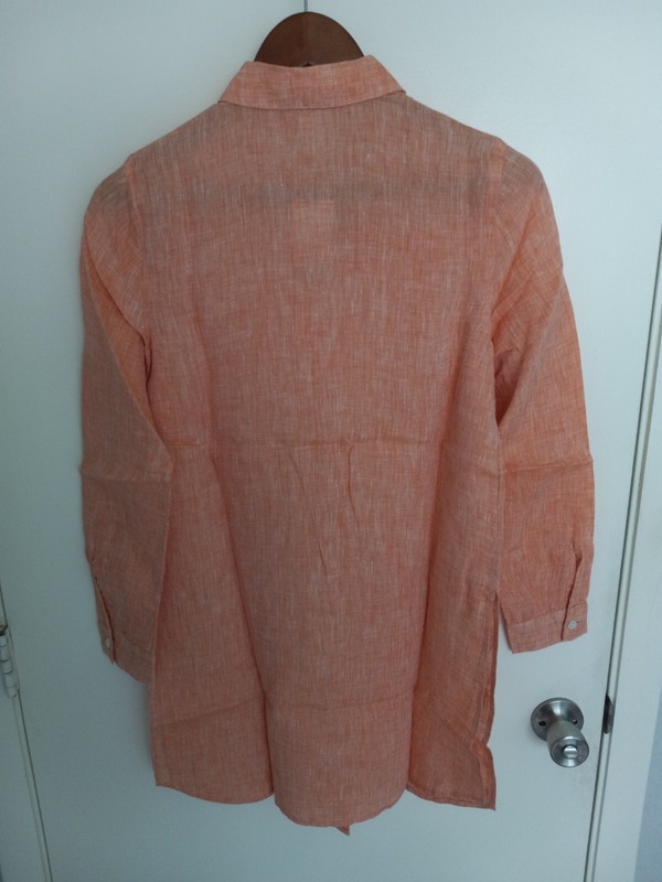 NEW J Jill Love Linen Tunic Orangepeel Orange L/S Side Slit Shirt Womens XS