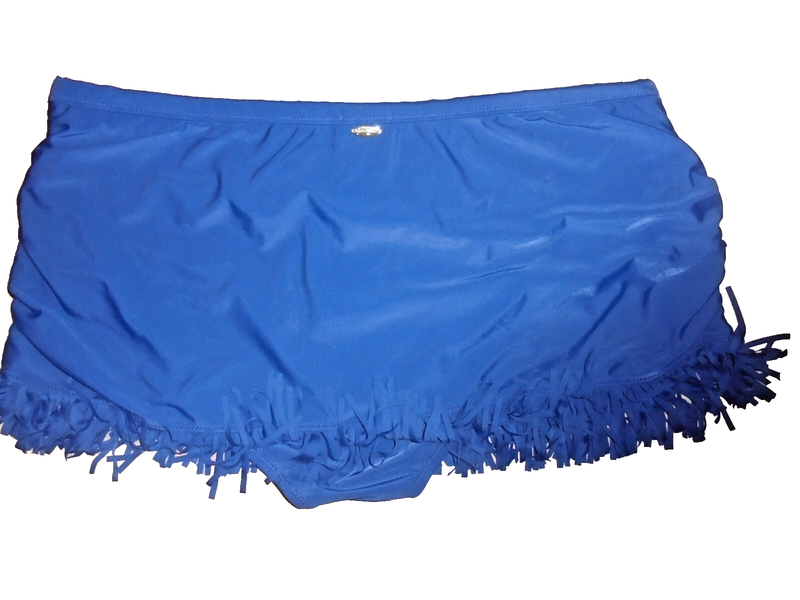 New Jessica Simpson Womens Blue Swim Skirt~ Tassels Scrunched Sides Size 3XL