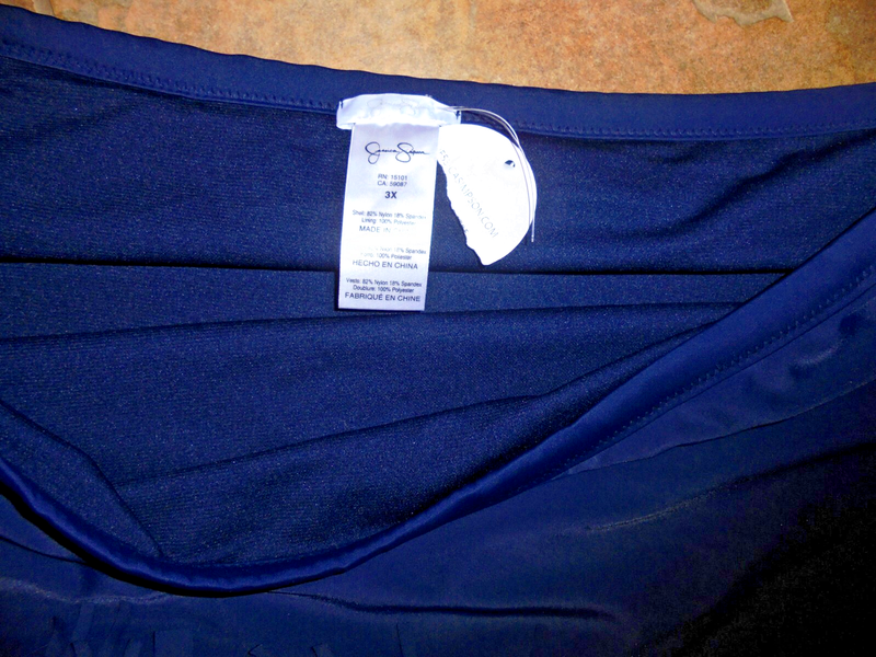 New Jessica Simpson Womens Blue Swim Skirt~ Tassels Scrunched Sides Size 3XL