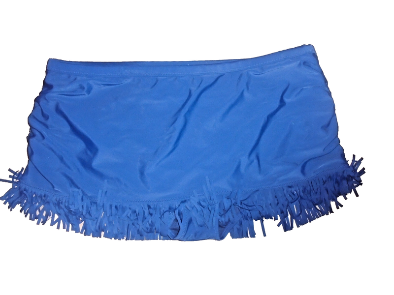New Jessica Simpson Womens Blue Swim Skirt~ tassels scrunched sides size 3XL