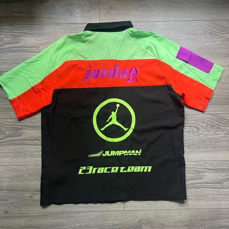 NEW Jordan Air Team Jumpman Racecar Racing Button Up Short Sleeve Shirt Size M