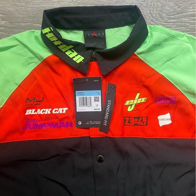 NEW Jordan Air Team Jumpman Racecar Racing Button Up Short Sleeve Shirt Size M