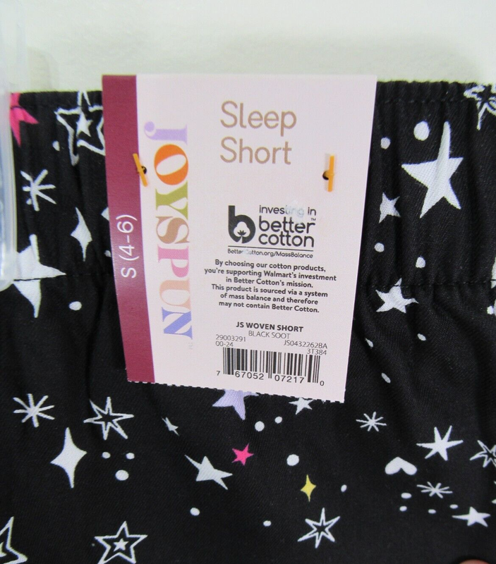 New Joyspun Sleep Short Size S 4 6 Black Stars Elastic Waist Pockets