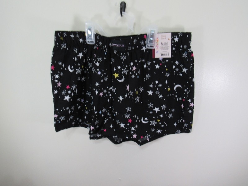New Joyspun Sleep Short Size S 4 6 Black Stars Elastic Waist Pockets