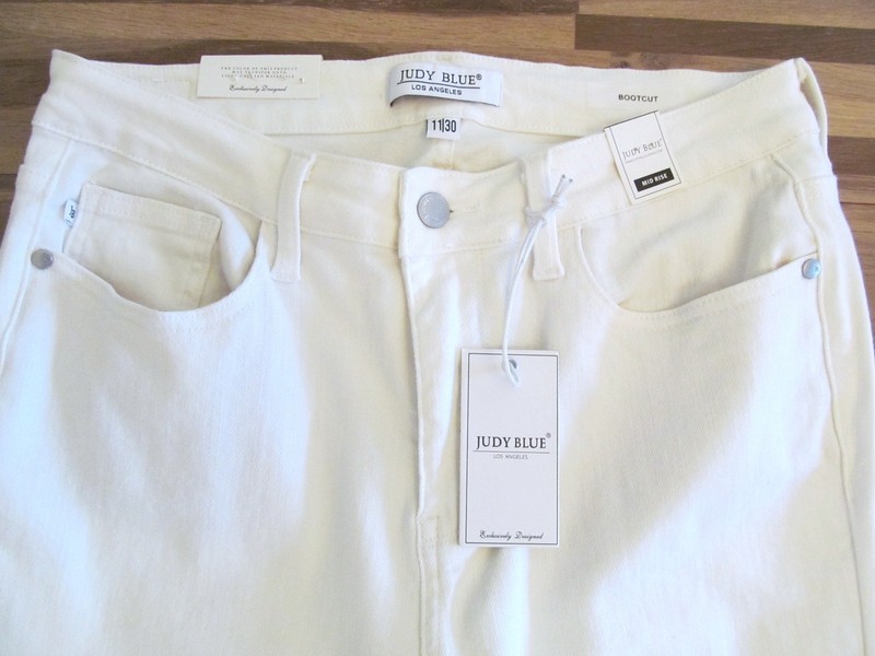 NEW Judy Blue Jeans Sz 11/30 White Slit Hem Bootcut Stretch Cotton SO SOFT NWT