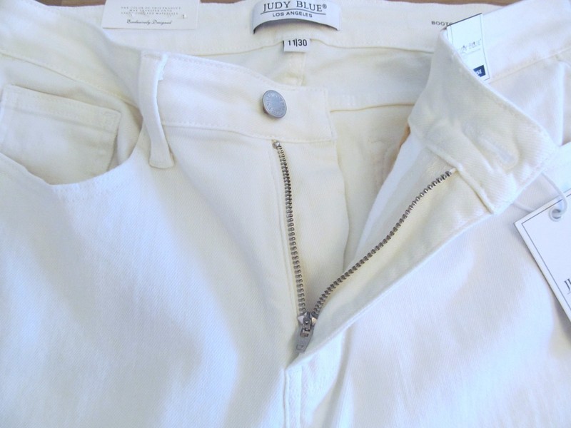 NEW Judy Blue Jeans Sz 11/30 White Slit Hem Bootcut Stretch Cotton SO SOFT NWT