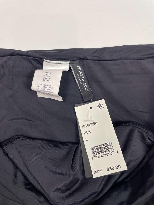 NEW KENNETH COLE Womens Black Side Ruched Bikini Swim Bottom Size Large