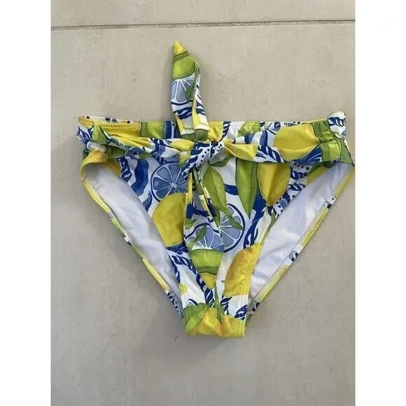 NEW Kenny Flowers The Positano Lemon Tie Bikini Bottom ONLY Size L