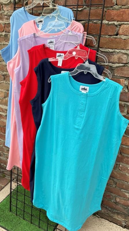 New Knit 100% Cotton Sleeveless Henley Cover-up Ranges S-M-L-X-2X-3X-4X-5X